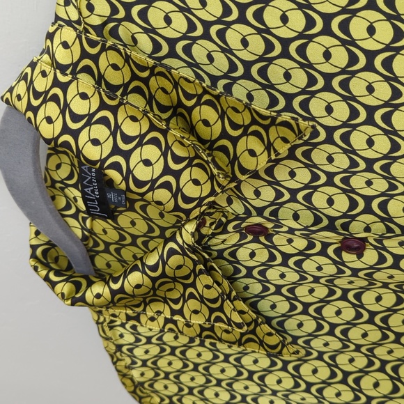 100% Silk Juliana Collezione Geometric Neon Print Tiered Collar & Cuffs Size 10 - Picture 4 of 10